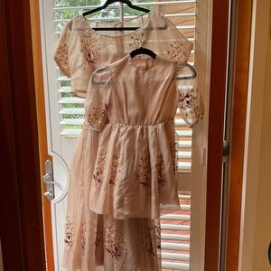 Mother/daughter wedding guest dress/silk/organza, hand made